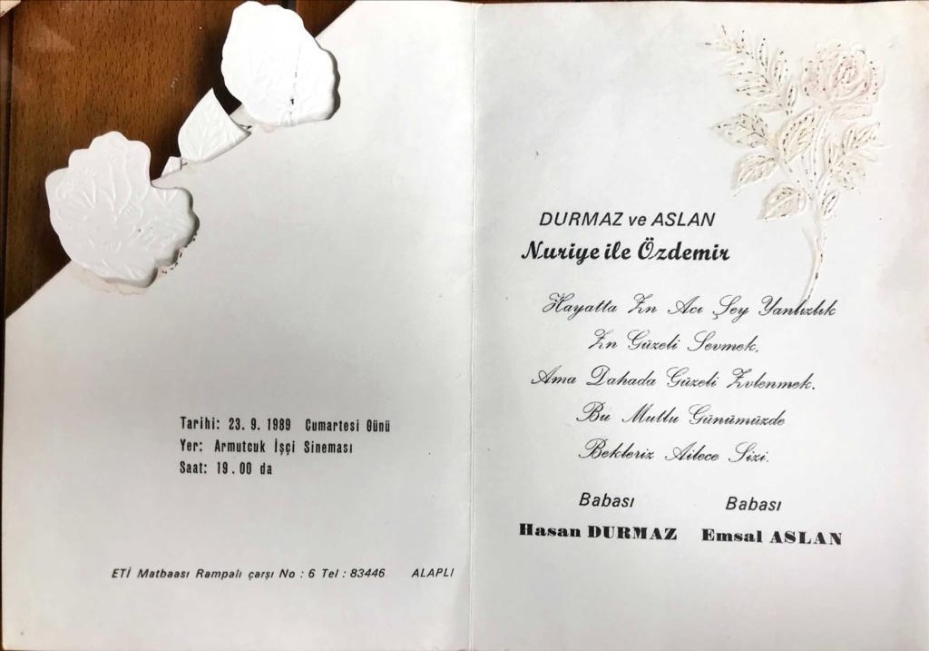 Armutçuk İşçi Sineması'nda düzenlenecek olan bir düğüne ait davetiye